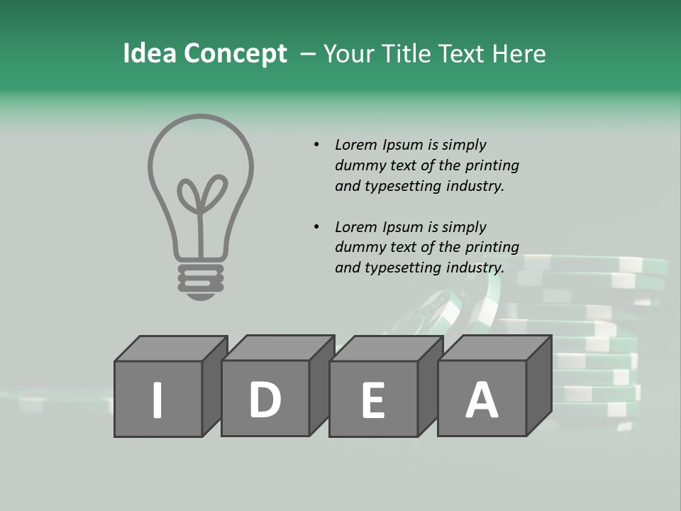 A Pile Of Green And White Poker Chips PowerPoint Template