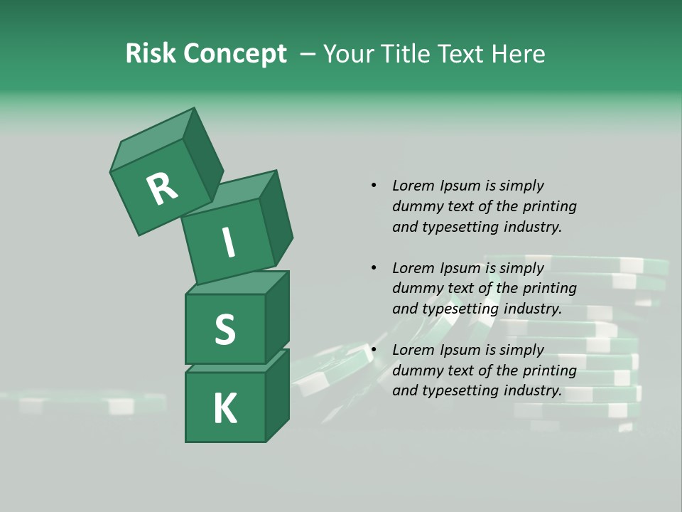 A Pile Of Green And White Poker Chips PowerPoint Template