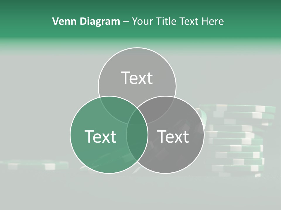A Pile Of Green And White Poker Chips PowerPoint Template
