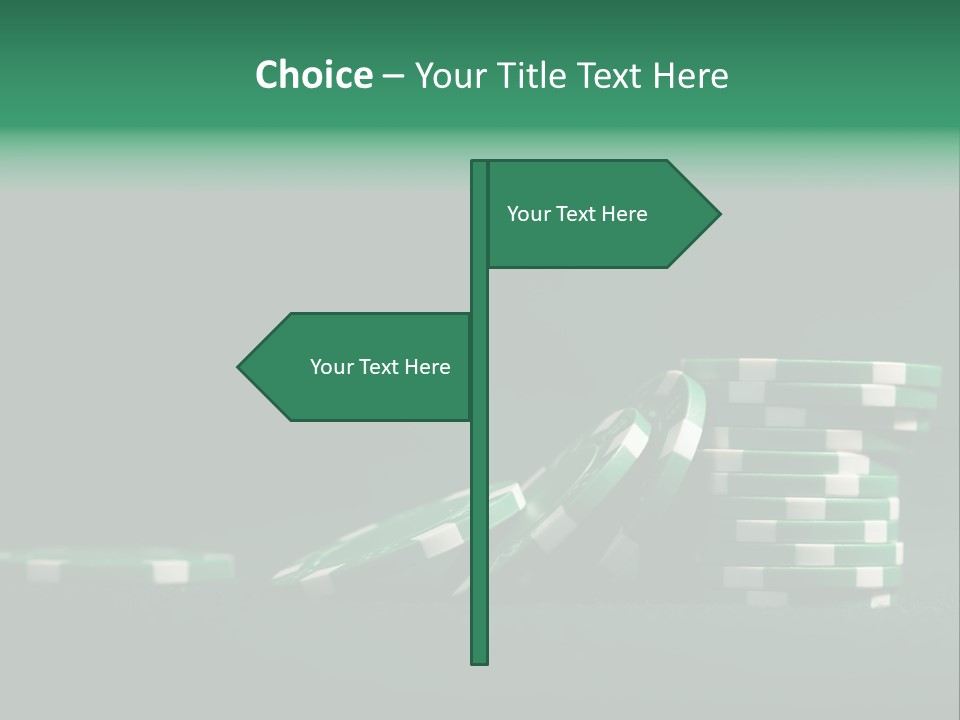 A Pile Of Green And White Poker Chips PowerPoint Template