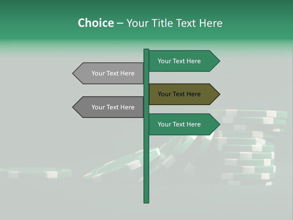 A Pile Of Green And White Poker Chips PowerPoint Template