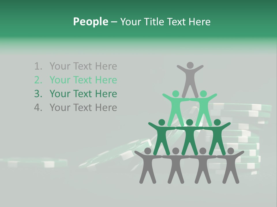 A Pile Of Green And White Poker Chips PowerPoint Template