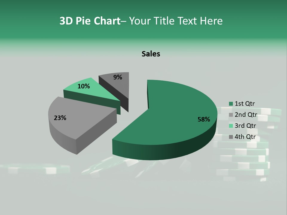 A Pile Of Green And White Poker Chips PowerPoint Template
