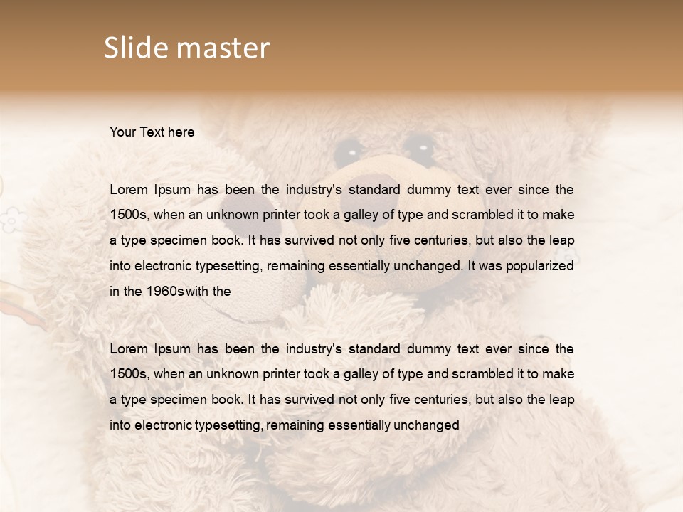 A Teddy Bear Hugging Another Teddy Bear On A Bed PowerPoint Template