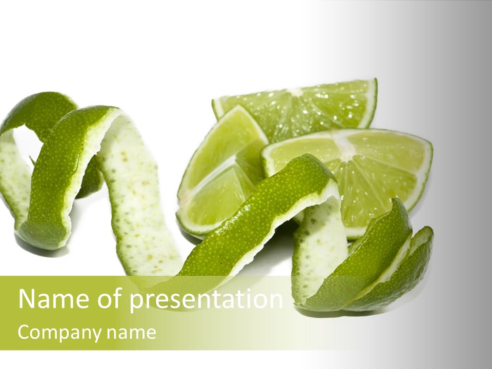 Cutted Lime And Its Rind Cutout In Spiral Form PowerPoint Template