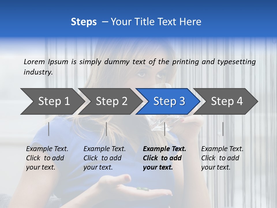 Woman Taking A Pill For Her Headache PowerPoint Template