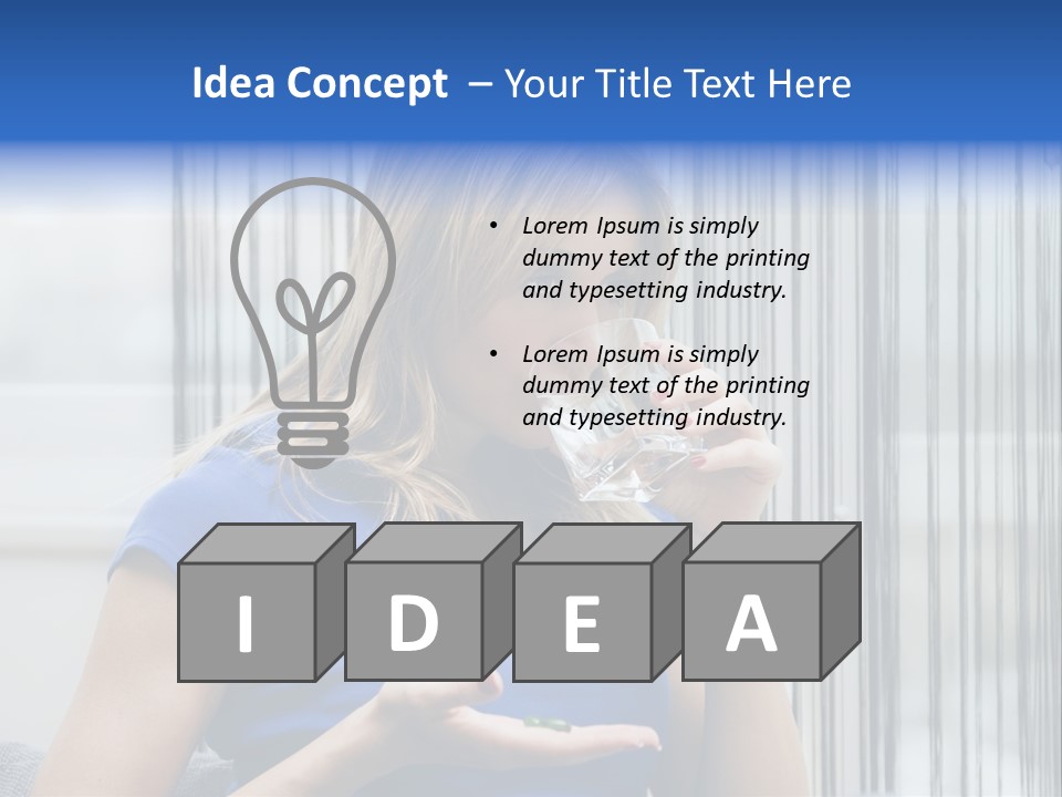 Woman Taking A Pill For Her Headache PowerPoint Template