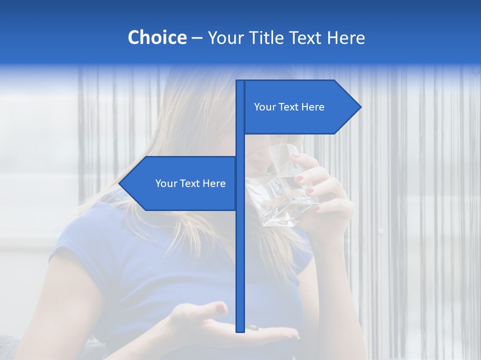 Woman Taking A Pill For Her Headache PowerPoint Template