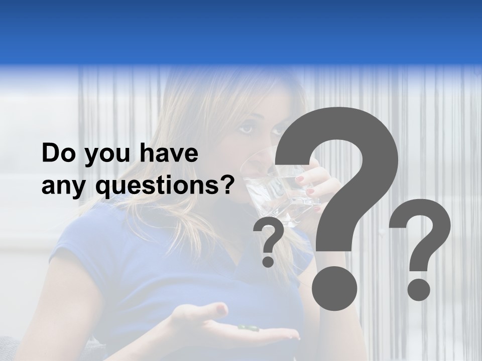 Woman Taking A Pill For Her Headache PowerPoint Template