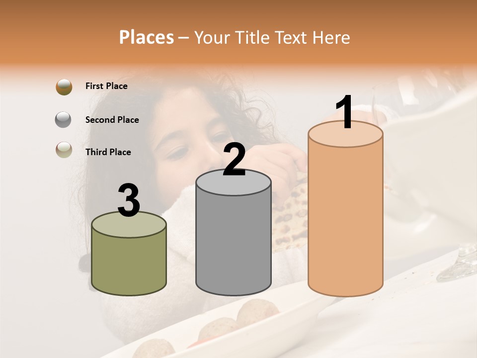 Jewish Girl Eating A Matzo Ball Soup In Passover PowerPoint Template