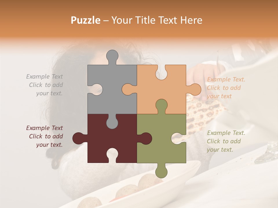 Jewish Girl Eating A Matzo Ball Soup In Passover PowerPoint Template