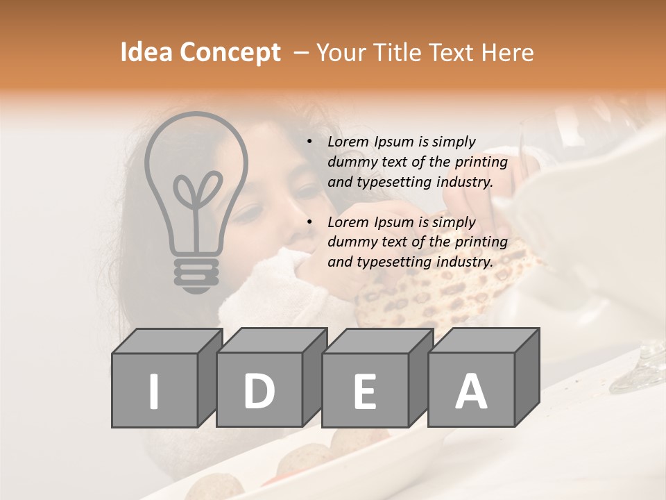 Jewish Girl Eating A Matzo Ball Soup In Passover PowerPoint Template