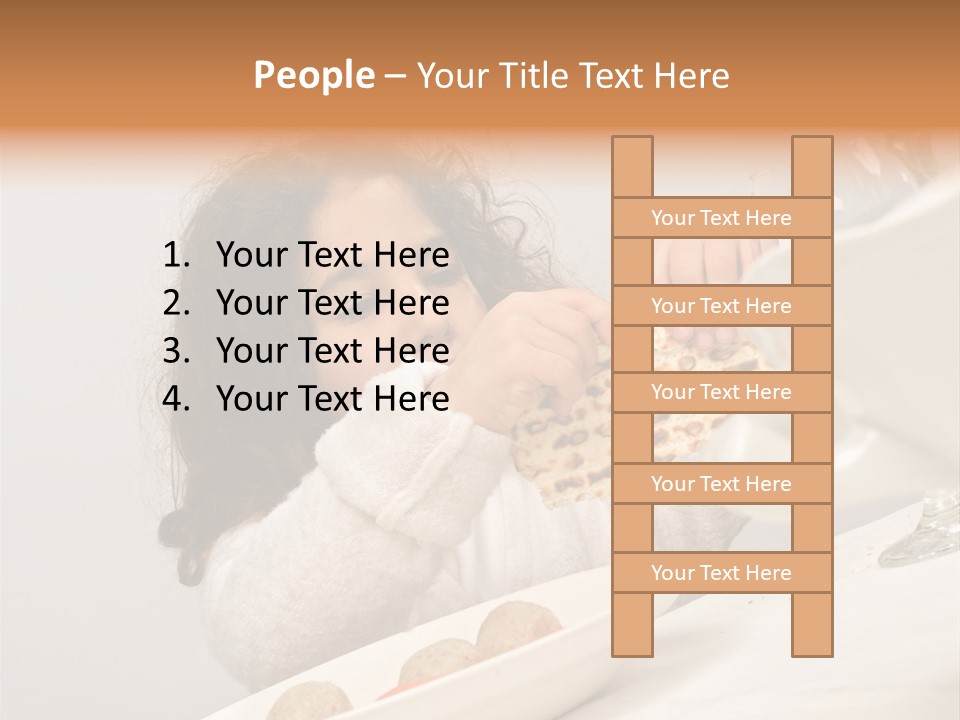 Jewish Girl Eating A Matzo Ball Soup In Passover PowerPoint Template