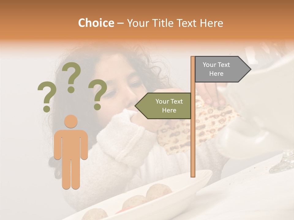 Jewish Girl Eating A Matzo Ball Soup In Passover PowerPoint Template