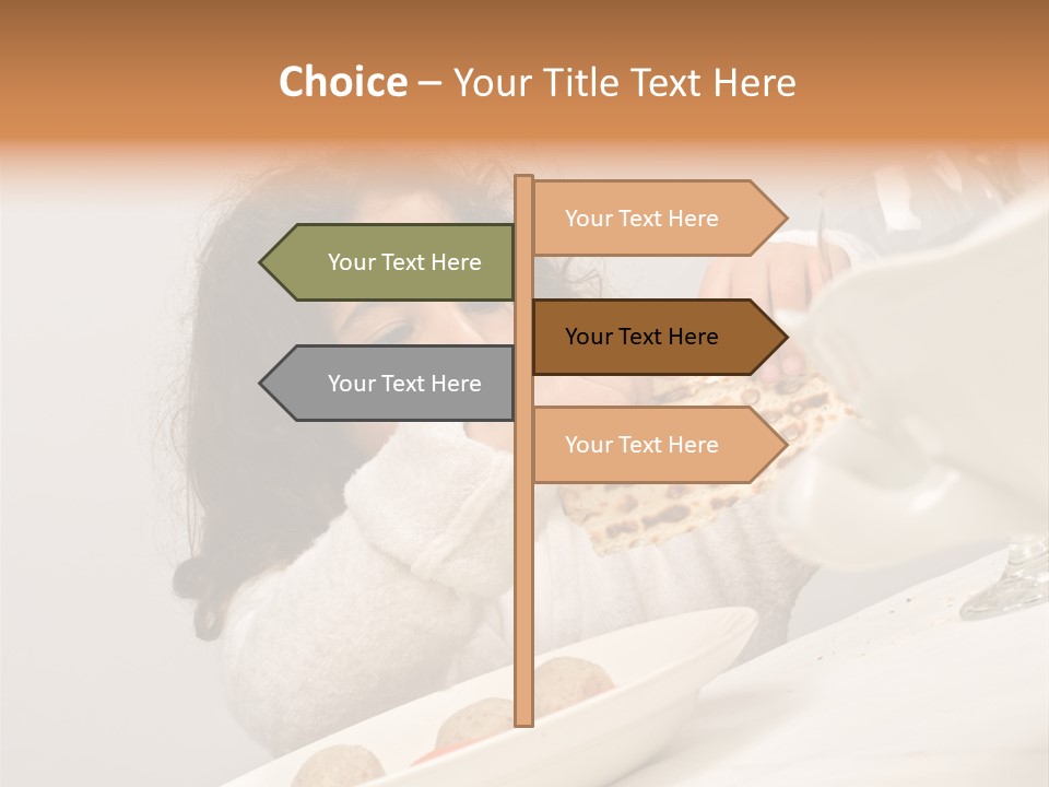 Jewish Girl Eating A Matzo Ball Soup In Passover PowerPoint Template