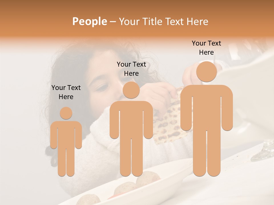 Jewish Girl Eating A Matzo Ball Soup In Passover PowerPoint Template