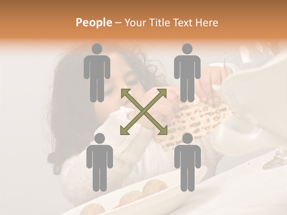 Jewish Girl Eating A Matzo Ball Soup In Passover PowerPoint Template