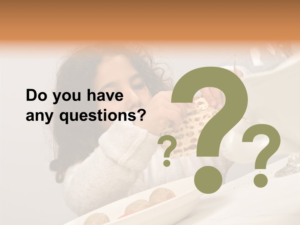 Jewish Girl Eating A Matzo Ball Soup In Passover PowerPoint Template