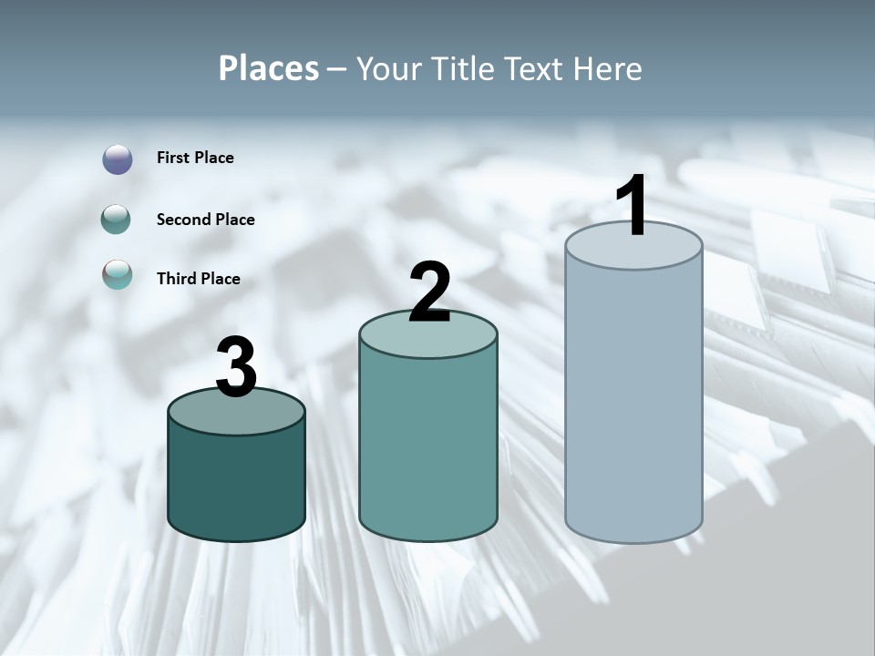 Multiple Rows Of Filing Cabinets In An Office Or Medical Establishment, Overflowing With Files. Narrow Depth Of Field To Emphasize The "Neverending&Q Uot; Feeling PowerPoint Template