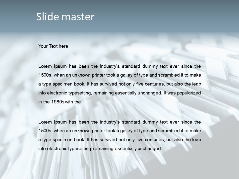 Multiple Rows Of Filing Cabinets In An Office Or Medical Establishment, Overflowing With Files. Narrow Depth Of Field To Emphasize The "Neverending&Q Uot; Feeling PowerPoint Template
