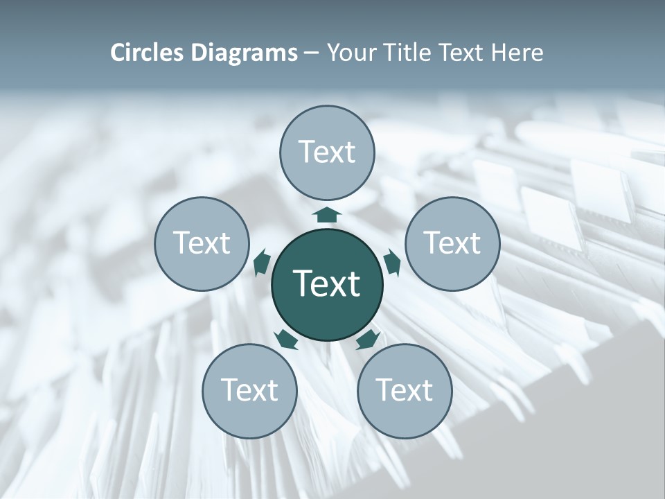 Multiple Rows Of Filing Cabinets In An Office Or Medical Establishment, Overflowing With Files. Narrow Depth Of Field To Emphasize The "Neverending&Q Uot; Feeling PowerPoint Template