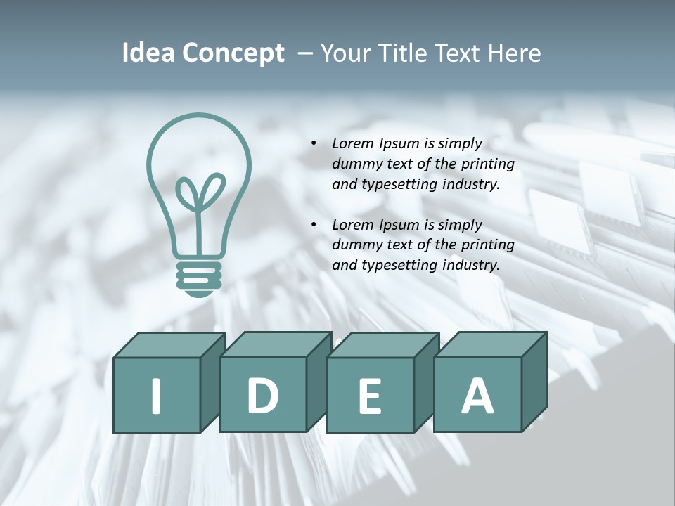 Multiple Rows Of Filing Cabinets In An Office Or Medical Establishment, Overflowing With Files. Narrow Depth Of Field To Emphasize The "Neverending&Q Uot; Feeling PowerPoint Template