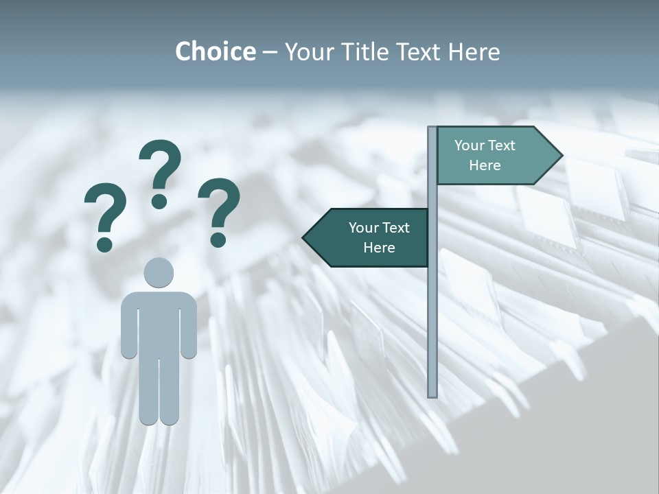 Multiple Rows Of Filing Cabinets In An Office Or Medical Establishment, Overflowing With Files. Narrow Depth Of Field To Emphasize The "Neverending&Q Uot; Feeling PowerPoint Template