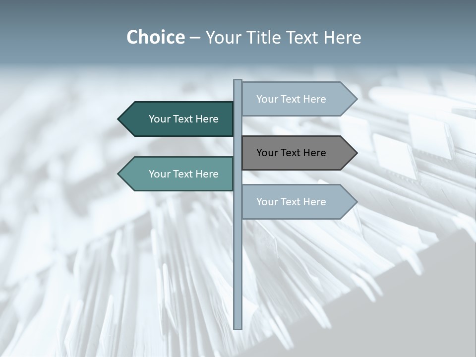 Multiple Rows Of Filing Cabinets In An Office Or Medical Establishment, Overflowing With Files. Narrow Depth Of Field To Emphasize The "Neverending&Q Uot; Feeling PowerPoint Template