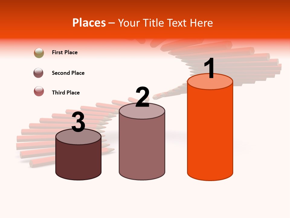 Staircase Color Pencils. 3D PowerPoint Template