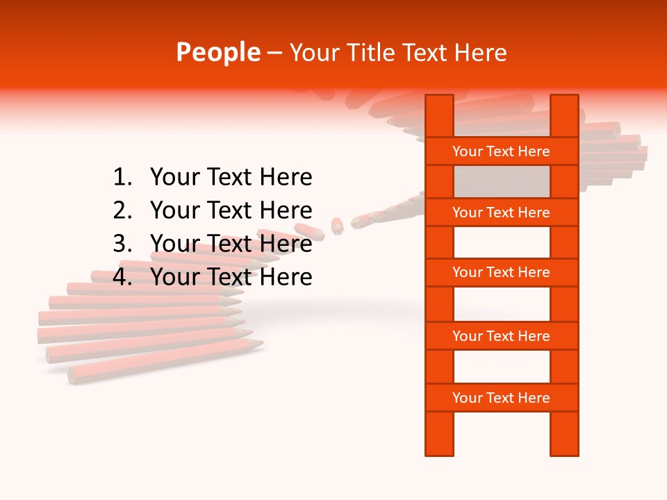 Staircase Color Pencils. 3D PowerPoint Template