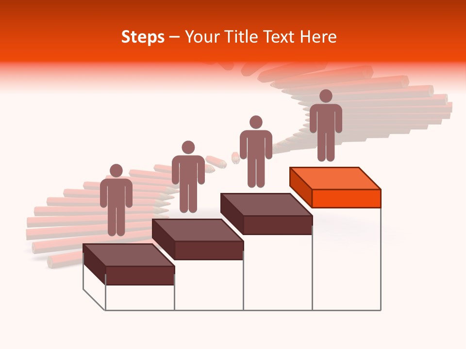 Staircase Color Pencils. 3D PowerPoint Template