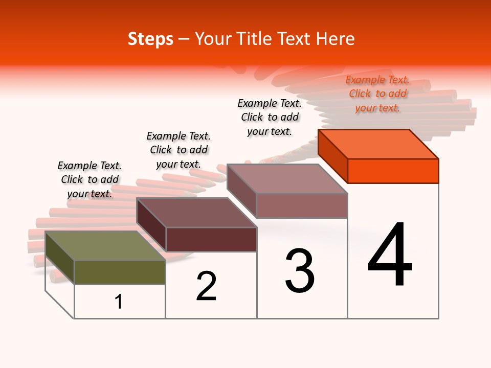Staircase Color Pencils. 3D PowerPoint Template