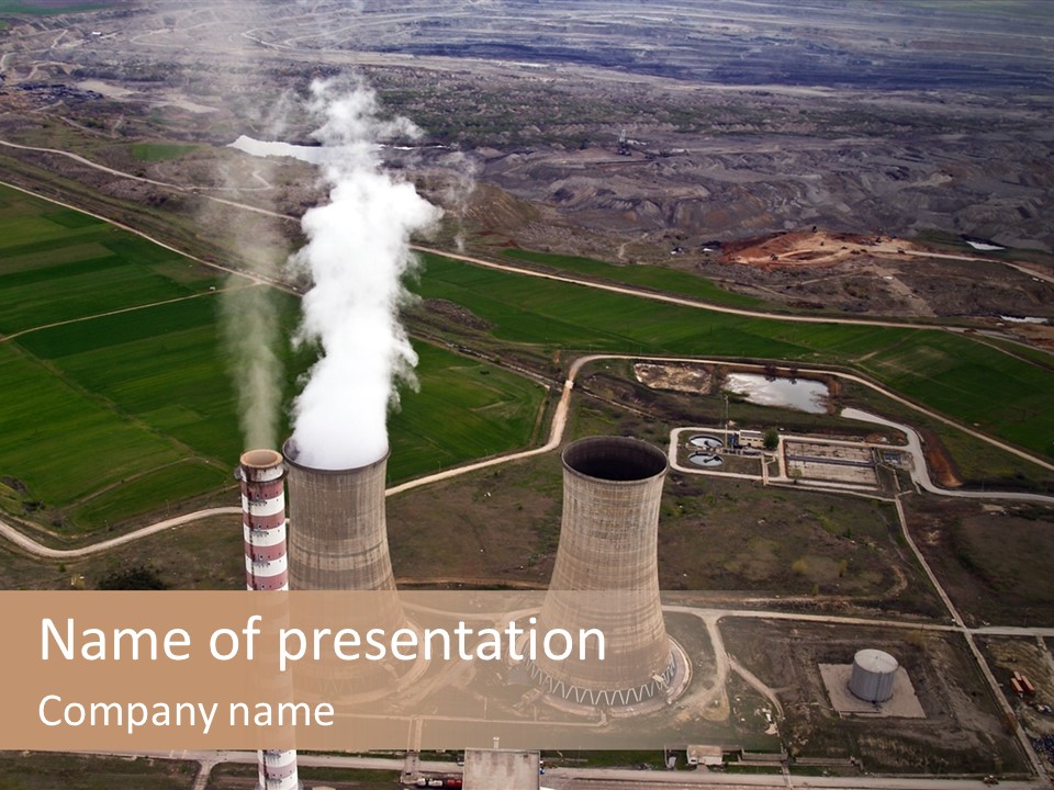 Power Plant And Coal Mine, Aerial View PowerPoint Template