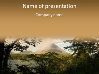 View Of The Arenal Volcano In Costa Rica PowerPoint Template