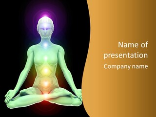 3D Illustration Of Woman Meditating And Energizing Her Energy Centers (Chakras) Through The Lotus Position PowerPoint Template