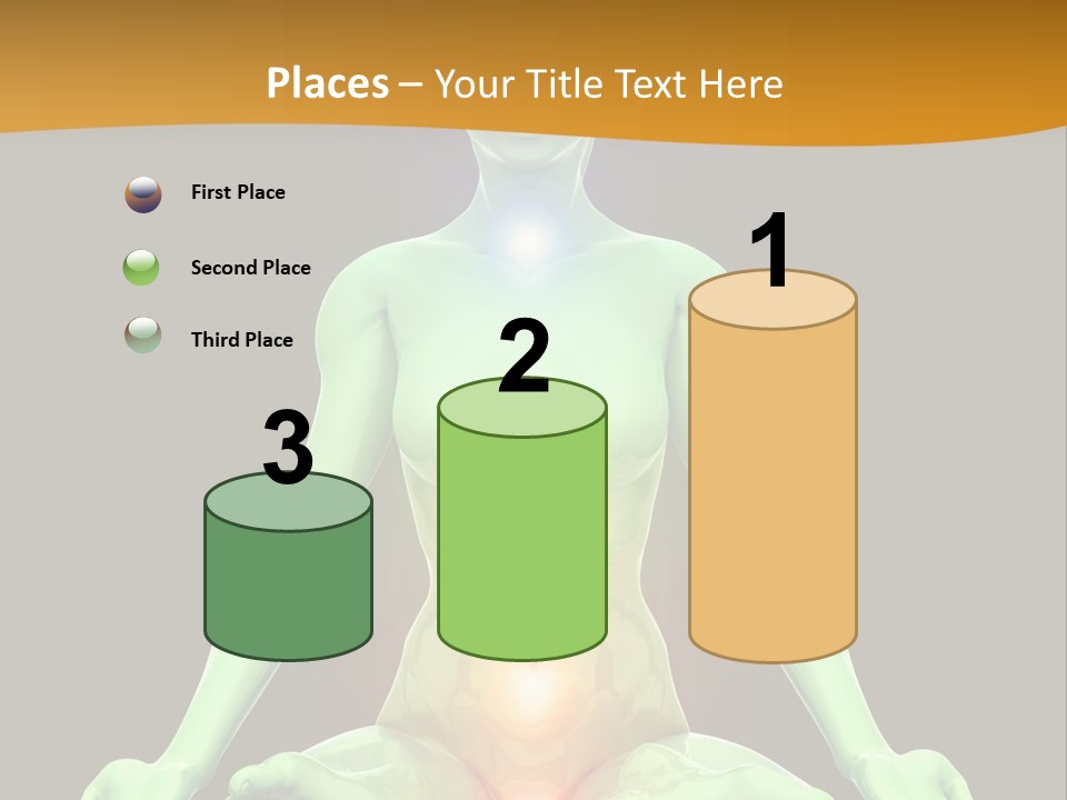 3D Illustration Of Woman Meditating And Energizing Her Energy Centers (Chakras) Through The Lotus Position PowerPoint Template