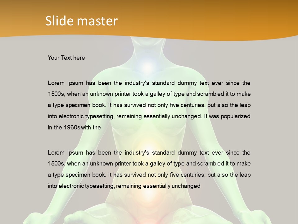 3D Illustration Of Woman Meditating And Energizing Her Energy Centers (Chakras) Through The Lotus Position PowerPoint Template