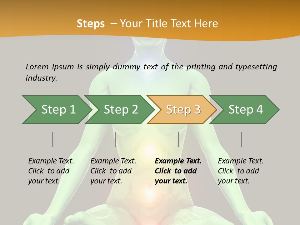 3D Illustration Of Woman Meditating And Energizing Her Energy Centers (Chakras) Through The Lotus Position PowerPoint Template