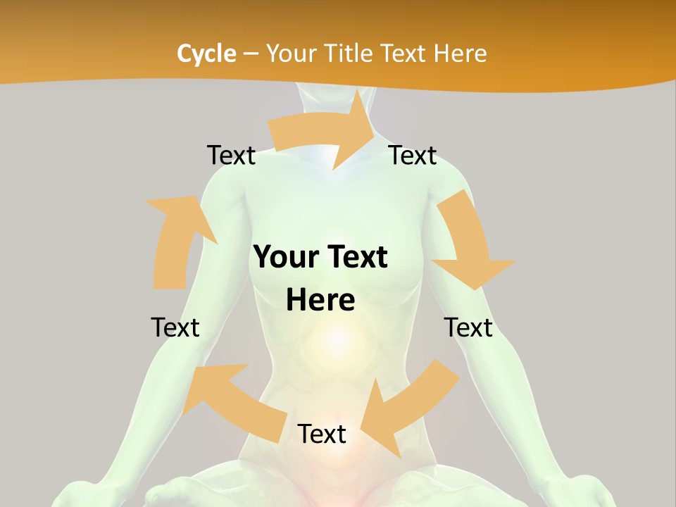 3D Illustration Of Woman Meditating And Energizing Her Energy Centers (Chakras) Through The Lotus Position PowerPoint Template