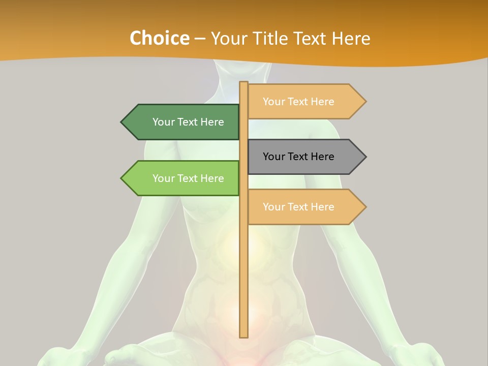3D Illustration Of Woman Meditating And Energizing Her Energy Centers (Chakras) Through The Lotus Position PowerPoint Template