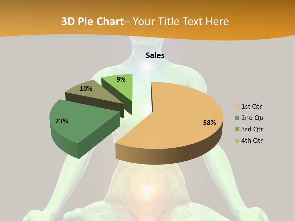 3D Illustration Of Woman Meditating And Energizing Her Energy Centers (Chakras) Through The Lotus Position PowerPoint Template