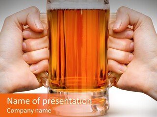 Competition Of Two Human Hands With Beer In Glass. Clipping Path Is Included PowerPoint Template