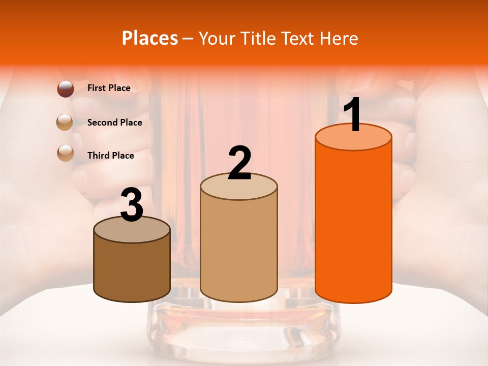 Competition Of Two Human Hands With Beer In Glass. Clipping Path Is Included PowerPoint Template