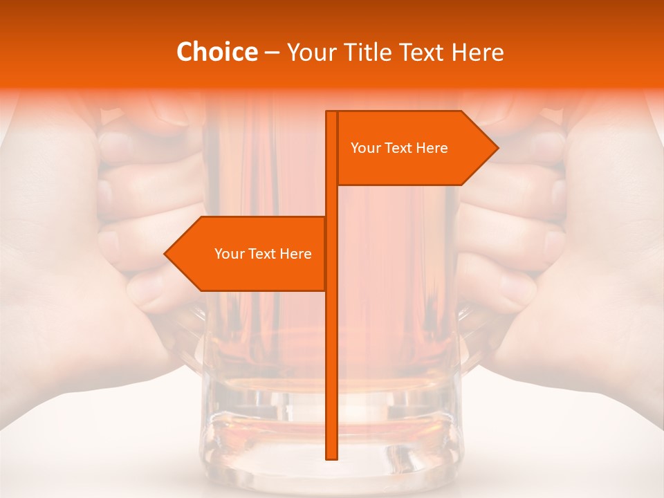 Competition Of Two Human Hands With Beer In Glass. Clipping Path Is Included PowerPoint Template
