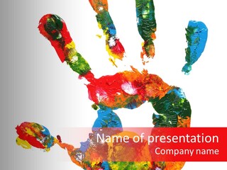 Multicolored Hand Print PowerPoint Template