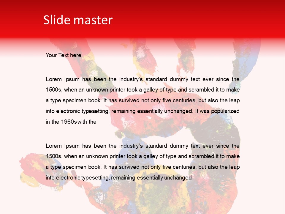 Multicolored Hand Print PowerPoint Template
