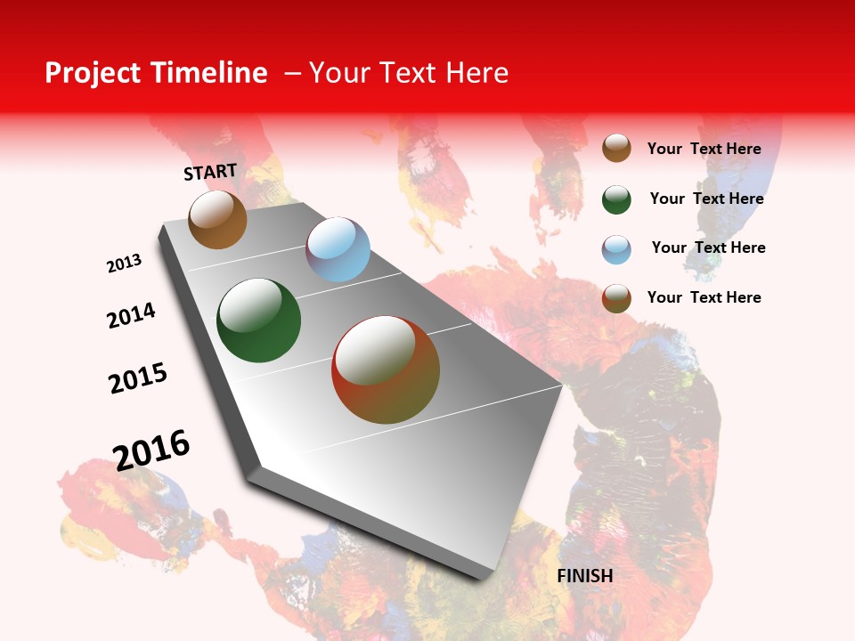 Multicolored Hand Print PowerPoint Template