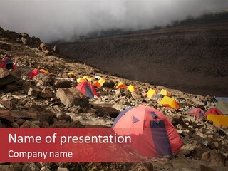 Barafu Camp On Machame Route. Mount Kilimanjaro, Tanzania. PowerPoint Template