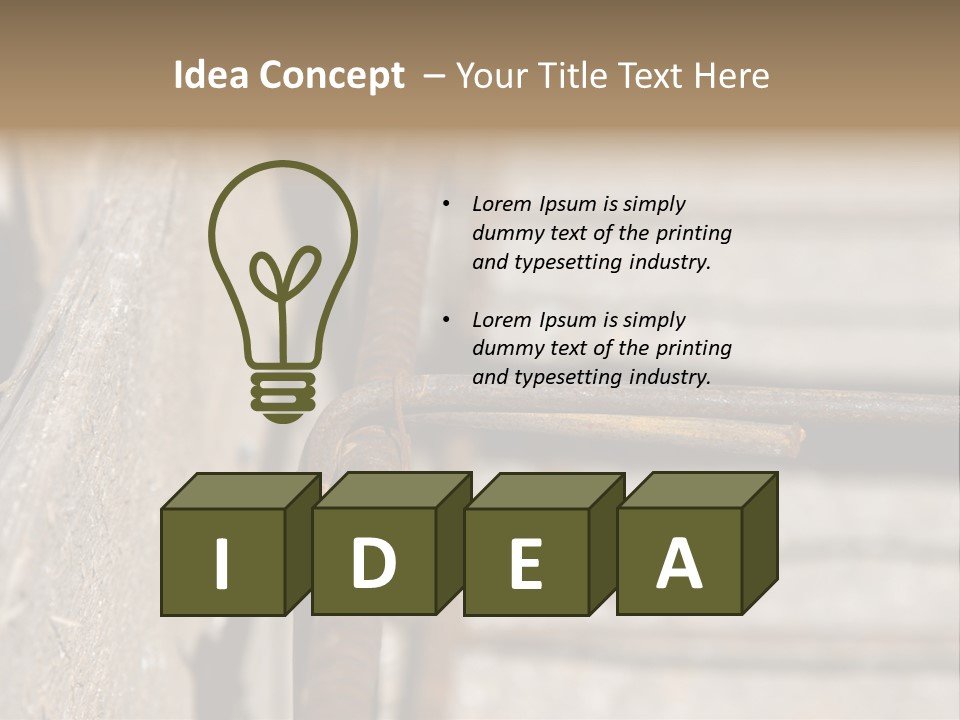 Closeup Of House Foundation Steel Reinforcement Bars PowerPoint Template