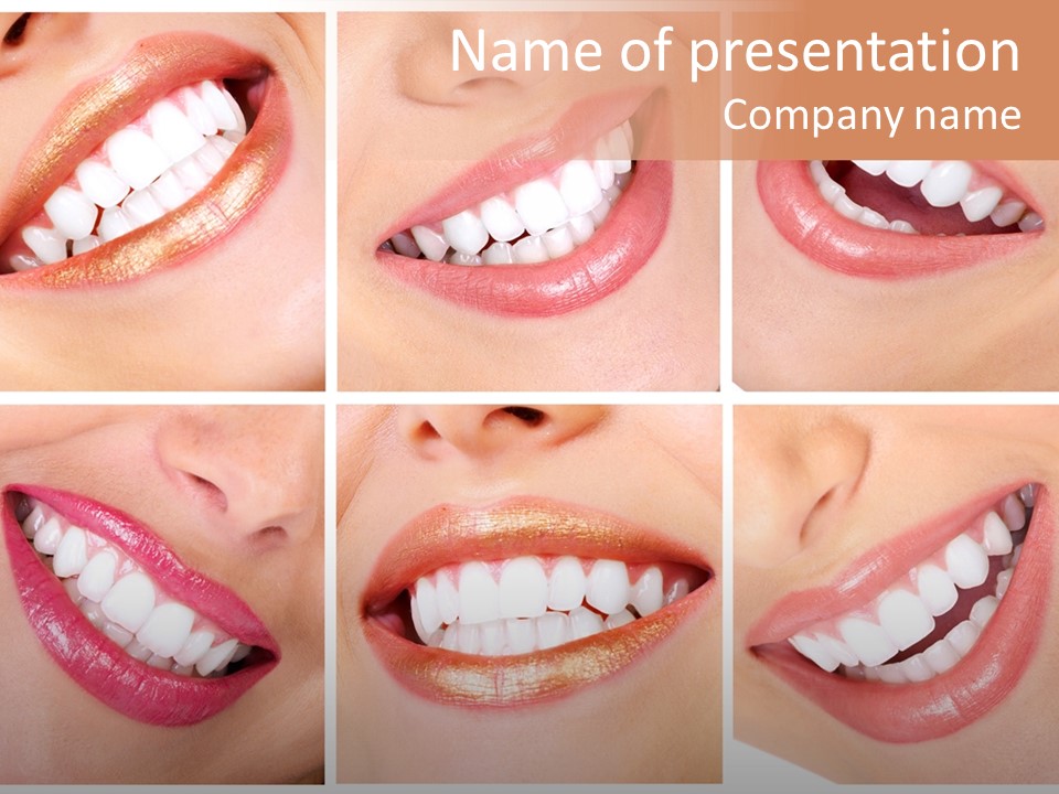 Beautiful Young Woman Teeth. Close Up PowerPoint Template